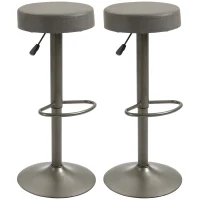 HOMCOM Ensemble 2 Tabourets de Bar Pivotants avec Repose-pieds et Hauteur Réglable, 35x36x64-85cm, Gris(m-1)