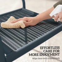 Outsunny Garden Chairs Set of 4, Stackable Rattan Effect Dining Chairs with Armrest, Weather Resistant and Lightweight Outdoor Furniture Armchairs for Patio, Balcony, Terrace, Dark Grey(m-8)