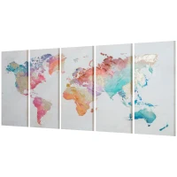 HOMCOM Impression sur Toile 80x40cm 5 Pièces pour Maison et Bureau, Toile en Bois de Pin et Peinture à l'Eau, Multicolore(m-1)