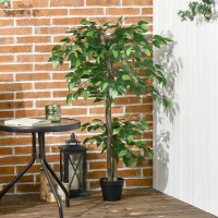 Outsunny Künstlicher Baum Künstliche Pflanze Ficus Höhe 1,2 m Stamm Äste Ranken Moosblätter Großer Realismus Topf inklusive(m-5)