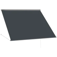 Outsunny Manuelle Markise mit verstellbarer Neigung 150 x 120 cm UV-Schutz Aluminium Polyester Dunkelgrau(m-6)