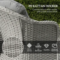 Outsunny Three-Piece Super Padded Rattan Set - Light Grey(m-4)