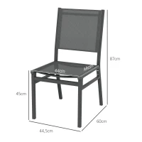 Outsunny Conjunto de 4 sillas de jardín en aluminio con revestimiento de malla textileno para comedor exterior(m-3)
