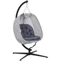 Outsunny Sillón colgante en forma de huevo para exteriores, Columpio con Estructura, Cojines de Asiento Interior Exterior