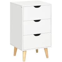 HOMCOM Comodino 3 Cassetti, Tavolino da Comodino, Mobiletto dallo Stile Scandinavo, in Legno, 40 x 35 x 68,5 cm, Bianco
