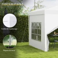 Outsunny Tonnelle Barnum Tente de réception Pliante 3 x 3 x 2,58 m avec fenêtres + Sac de Transport Blanc(m-6)