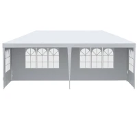 Outsunny Gazebo de Jardin pour Événements avec 4 Parois Amovibles avec Fenêtres, 5,8x2,9x2,5m, Blanc(m-1)