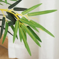 Outsunny Künstlicher Bambusbaum Künstliche Pflanze Höhe 1,2 m 552 dichte realistische Blätter Topf Inklusive Schwarz mit Grünem Moosflechtenimitat(m-4)