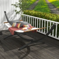 Outsunny Supporto per Amaca in Metallo Robusto, Rivestimento in Resina Epossidica, Lunghezza 360 cm per Amache da 270 a 330 cm, Grigio(m-3)
