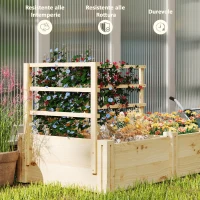 Outsunny Jardinière avec 3 Treillis et 2 Pots en Bois de Sapin avec Fond Ouvert, 119x62.5x64 cm, couleur Bois(m-3)