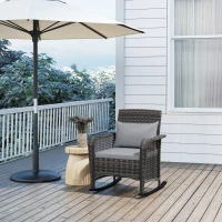 Outsunny Rattan Rocking Chair - Light Grey(m-7)