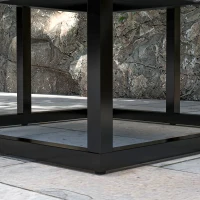 Outsunny Estantería para plantas estantería de flores de metal y madera 4 niveles de diferentes alturas estilo industrial 34x34x66 cm(m-4)