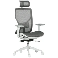 Vinsetto Fauteuil de Bureau Chaise de Bureau Chaise de Jeu avec Appuie-tête Coussin Lombaire Accoudoirs 3D 3 Étapes Roues Pivotantes à 360° Réglable en Hauteur Ergonomique Tissu en Maille Mousse Gris 67 x 65 x 120-128 cm(m-7)
