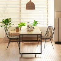 HOMCOM Conjunto de 2 sillas de comedor con estructura de acero Negro asiento de resina efecto ratán estilo bohemio(m-4)