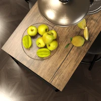 HOMCOM Ensemble de 3 pièces de bar avec table de bar et 2 chaises, petit ensemble de cuisine avec étagères latérales, MDF, métal, noir(m-4)