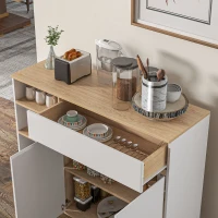 HOMCOM Mueble de Almacenamiento Buffet cocina estilo escandinavo 1 armario de doble puerta 1 cajón y 4 nichos estantes ajustables(m-4)