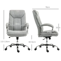 Vinsetto Silla de Oficina Ergonómica Respaldo Alto Revestimiento Transpirable Altura Ajustable Gris(m-3)