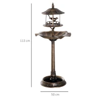 Outsunny Baño de pájaros Bebedero para Pájaros jardinera 3 en 1 50x113 cm polipropileno Bronce Antiguo(m-3)