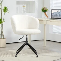 HOMCOM Silla de oficina ergonómica asiento giratorio altura ajustable capacidad 120 kg tapizado de tela felpa Blanco(m-2)