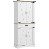 HOMCOM Armario de cocina buffet cocina 4 puertas 6 estantes a puerta 1 cajón y estantes ajustables 76,5x40x181 cm Blanco