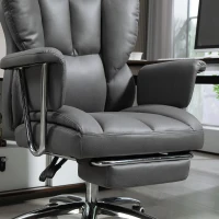 HOMCOM Sedia da ufficio ergonomica, imbottita, con poggiapiedi, schienale regolabile, 360° girevole, Grigio scuro(m-4)