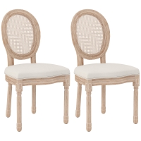 HOMCOM Conjunto de 2 sillas de comedor sillas de cocina de diseño vintage aspecto de rejilla vienesa natural + Crema