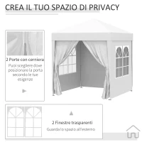 Outsunny Gazebo Pieghevole Pop Up 2x2 m con 4 Pareti Rimovibili in Poliestere e Acciaio, Bianco(m-6)