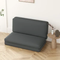 HOMCOM Pouf Pieghevole 3-in-1, Convetibile in Letto, Materasso per Ospiti, 138 cm di Larghezza, Grigio Scuro(m-4)