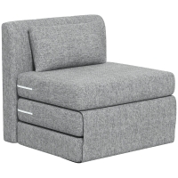 HOMCOM Sillón perezoso plegable 3 en 1 con cojín convertible colchón desplegable para invitados salón oficina Gris