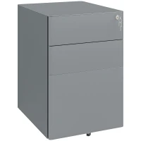 Vinsetto Archivador de oficina con ruedas y 3 cajones bloqueables organizador de archivos 39x48x59 cm acero Gris(m-6)