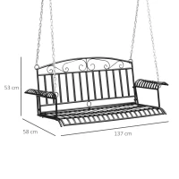 Outsunny Banc Suspendu 2 Places balancín de Jardín en metal 137x58x52 cm Negro(m-3)
