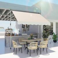 Outsunny luifel knikarm klemluifel zonwering zwengel balkon aluminium 3 x 1,5 m crème(m-10)