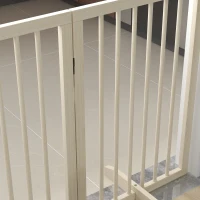 PawHut Cancelletto di Sicurezza Modulabile Pieghevole per Cani con Piede di Supporto, in Legno Massiccio, 206x35,5x76 cm, Color Legno Naturale(m-3)