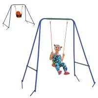 Outsunny Balançoire de Jardin 2 en 1 pour Bébés et Enfants de 6 Mois à 8 Ans, Orange et Bleu(m-5)