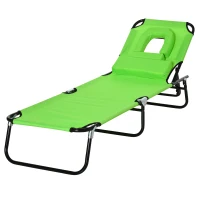 Outsunny Lettino da Giardino Chaise Longue Pieghevole Bain de Soleil per Lettura verde(m-5)