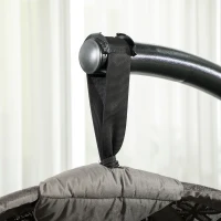 Outsunny Sillón Colgante Sillón de Jardín Sillón de Mimbre, Estilo Boho, 116x125x172 cm, Arena + Negro(m-4)