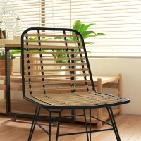 HOMCOM Conjunto de 2 sillas de comedor con estructura de acero Negro asiento de resina efecto ratán estilo bohemio(m-5)