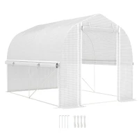 Outsunny Invernadero de túnel de 3x2x2 m con paredes laterales enrollables, cubierta de plástico Anti-UV y marco de acero galvanizado(m-6)