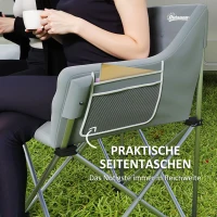 Outsunny Faltstuhl 2 Sitzer faltbar Campingstuhl mit Armlehnen Seitentasche bis 240kg belastbar Grau(m-7)