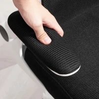HOMCOM Chaise de Bureau Pivotante avec Appuie-Tête et Hauteur Réglables, Accoudoirs Rabattables et Inclinaison, Noir(m-3)