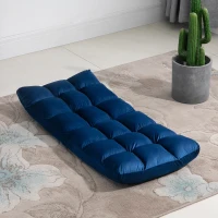 HOMCOM Poltrona Convertibile in Letto con Schienale Reclinabile 90°-180°, Pile di Poliestere Trapuntato, Blu(m-3)