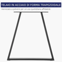 HOMCOM Set 2 Gambe per Tavolo Trapezoidali in Acciaio con 6 Fori e 12 Viti, 70x5x72 cm, Nero(m-6)