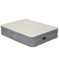 Outsunny Lit Gonflable Simple avec Pompe de Gonflage Incluse et Sac, 92x203x46 cm, Beige(m-6)