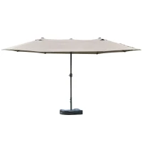 Outsunny Parasol de jardín exterior sombrilla doble rectangular 4,6x2,7x2,4 m con manivela de apertura y cierre, bolsas de peso(m-7)