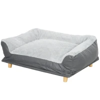 PawHut Sofá para perro sillón perro funda extraíble funda extraíble y lavable patas de madera de pino 100x70x30 cm Gris(m-7)