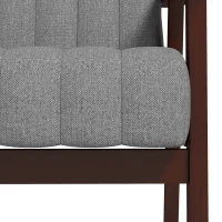 HOMCOM Sillón de Dormitorio Moderna Acolchada en Tela y Madera con Costuras Tubulares Gris(m-4)