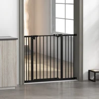PawHut Puerta para Perros con 2 Extensiones Ancho Ajustable hasta 100 cm y Cierre Automático, Negro(m-4)