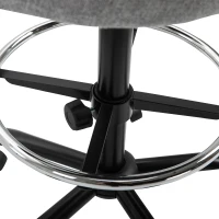 Vinsetto Silla de oficina asiento alto ajustable 105-125 cm taburete de oficina giratorio 360° de lino Gris(m-5)