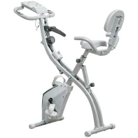 HOMCOM Bicicleta estática plegable 8 niveles de resistencia magnética respaldo sillín ajustable asas ergonómicas Negro Gris(m-6)