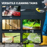 Outsunny 1800W High Pressure Washer, 150 Bar Pressure, 420 L/h Flow, Portable Power Washer Jet Wash Cleaner with Adjustable Nozzle, 6M Hose, Hose Reel, Steel Handle for Home Patio Car Driveway, Green(m-9)